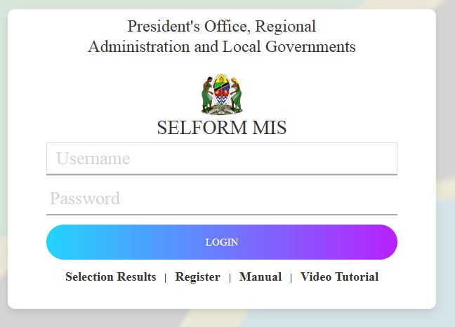 Tamisemi Selform MIS Registration, Login 2023