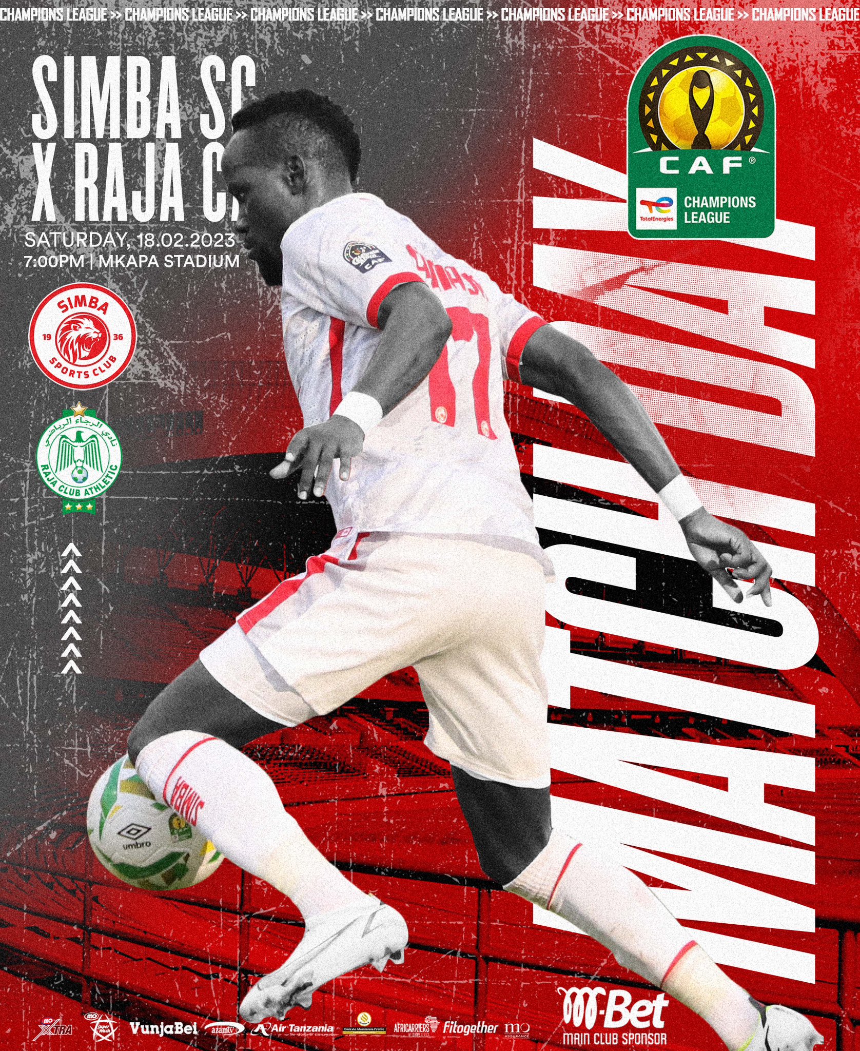 Matokeo ya Simba VS Raja Club Athletic CAF Champions League on Feb 18, 2023