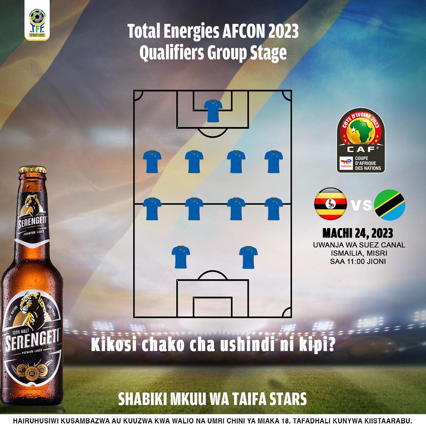 Kikosi Cha Taifa Stars VS Uganda AFCON Qualification 2023