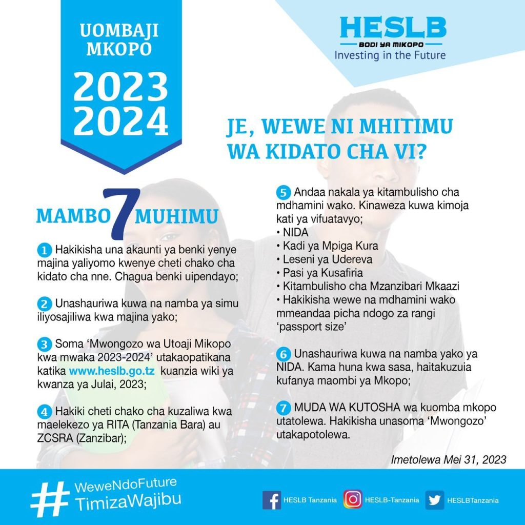 Necessary Things To Prepare For HESLB Loan Application 2023/2024