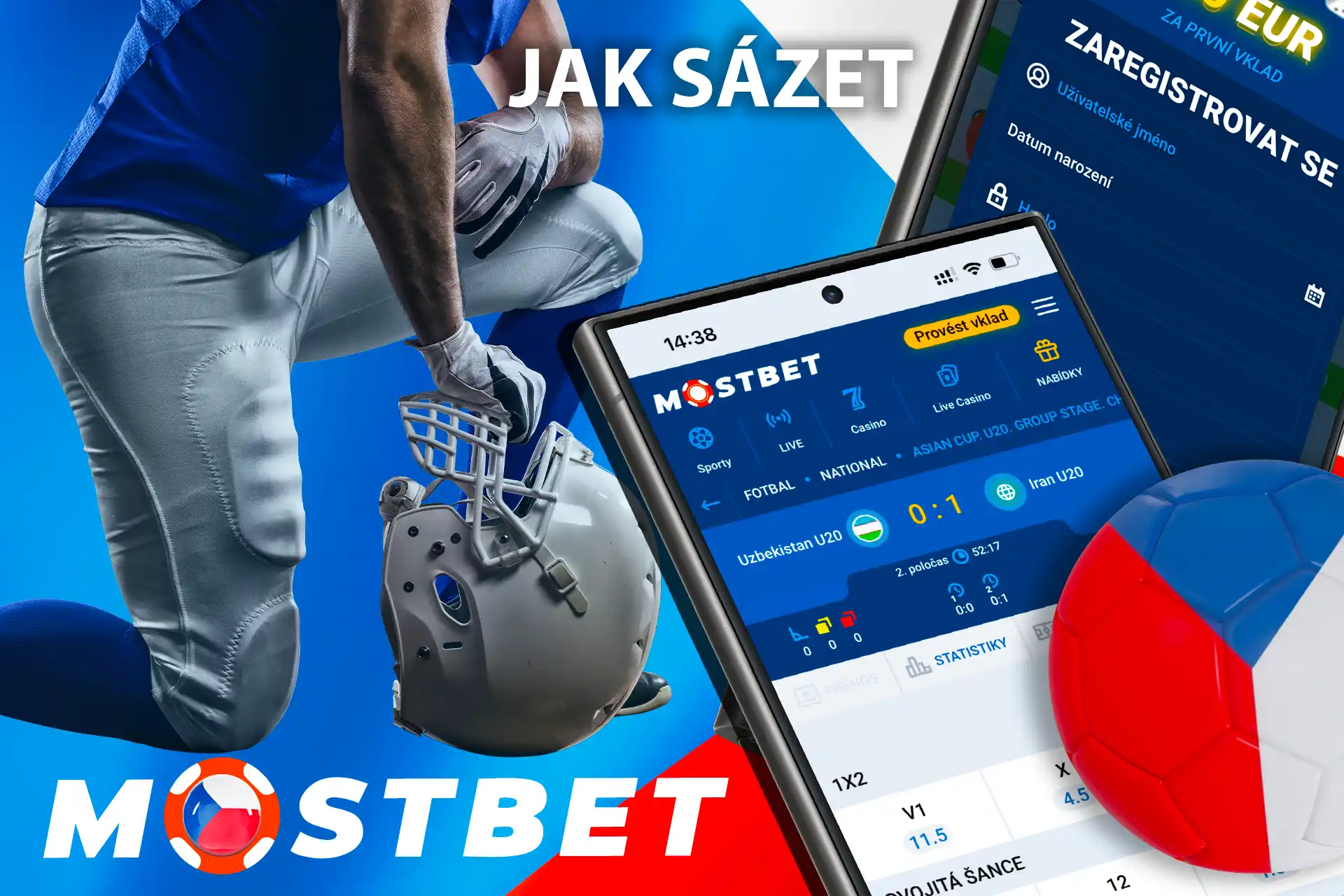 Jak sázet online v Mostbet Casino - na sportovní zápasy můžete sázet až po registraci na webu.